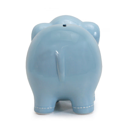 Large Stitched Blue Elephant Bank