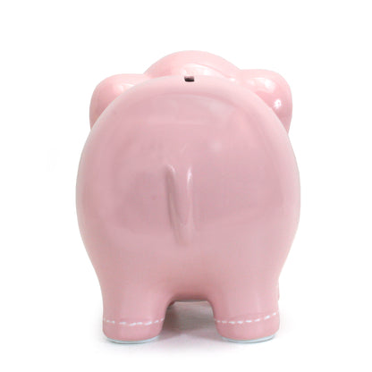 Large Stitched Pink Elephant Bank