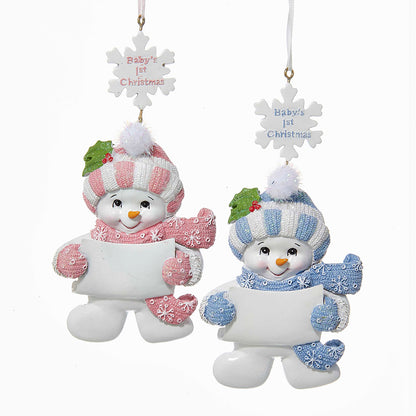 Baby's First Christmas Snowman Ornaments for Personalization