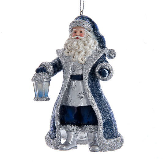 Blue & Silver Santa Christmas Ornament