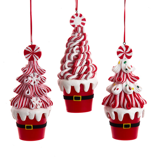 Candy Swirl Tree in Santa Bucket Ornaments