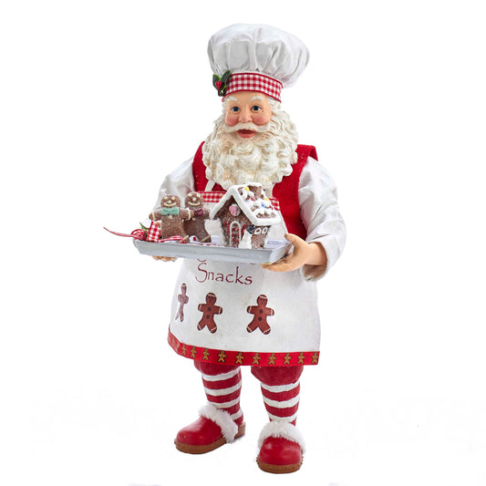 11" Fabriche Gingerbread Chef Santa Figurine