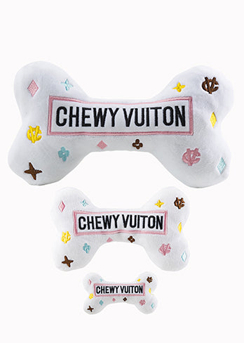 Haute Diggity Dog White Chewy Vuiton Bone Toy For Dogs