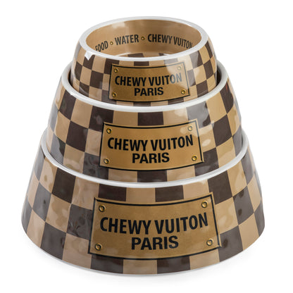 Haute Diggity Dog Checker Chewy Vuiton Dog Bowl-Large (Case of 2)