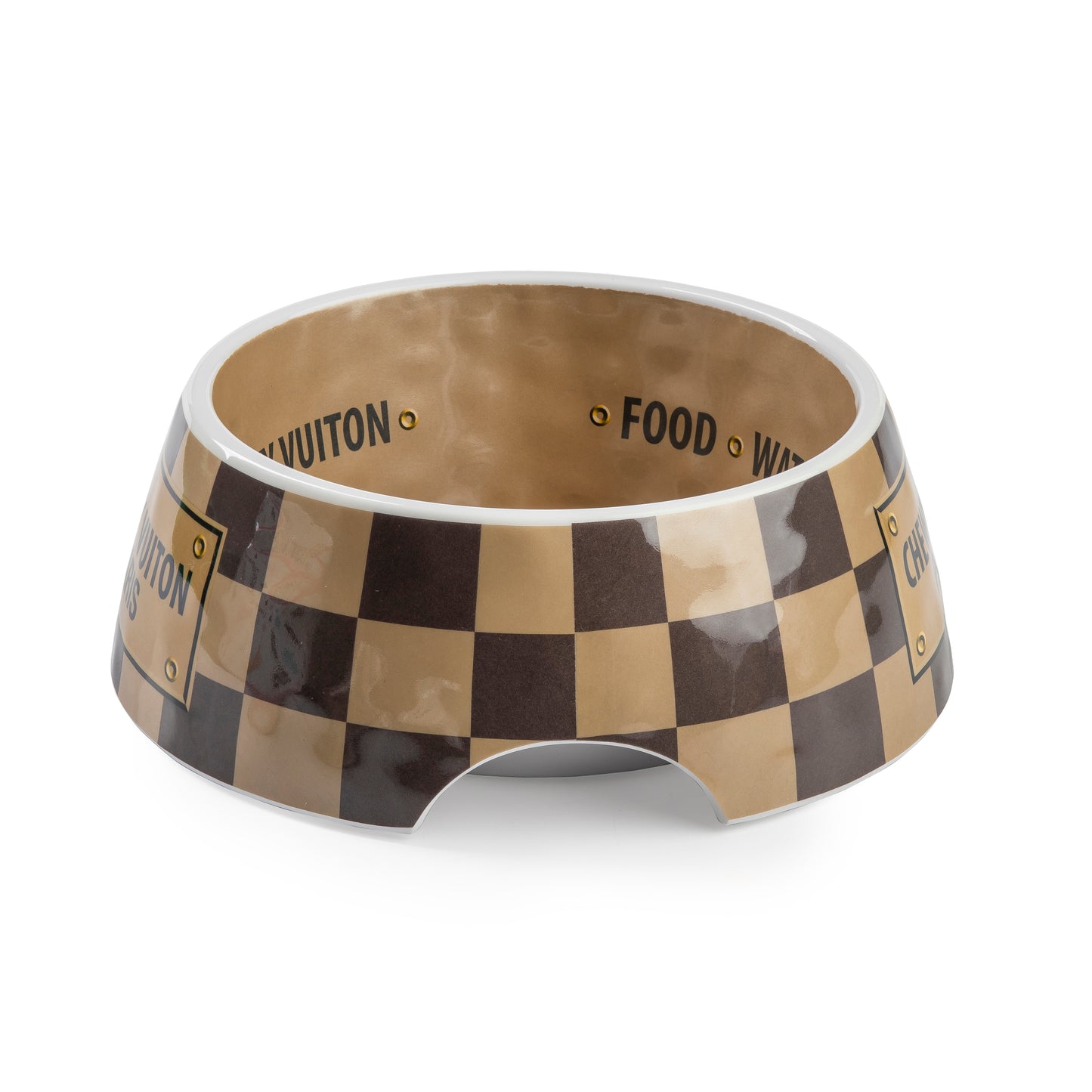 Haute Diggity Dog Checker Chewy Vuiton Dog Bowl-Medium (Case of 2)