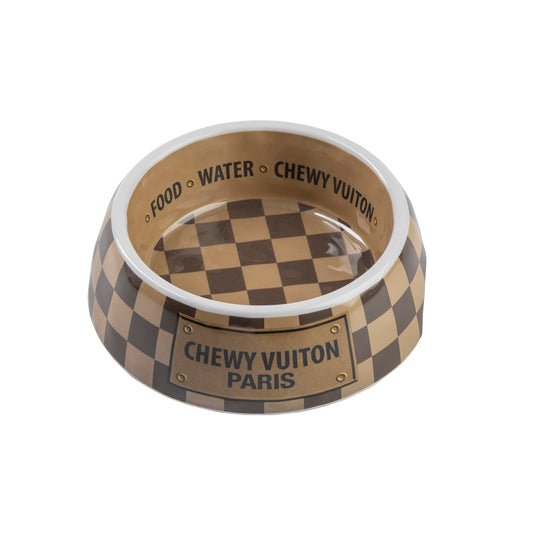 Haute Diggity Dog Checker Chewy Vuiton Dog Bowl-Small (Case of 2)