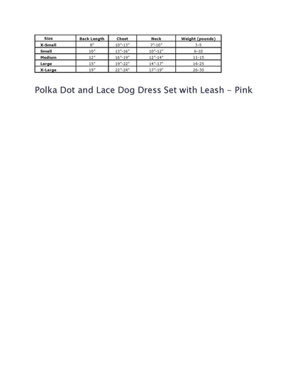 Polka Dot and Lace Dog Dress Set with Leash - Pink