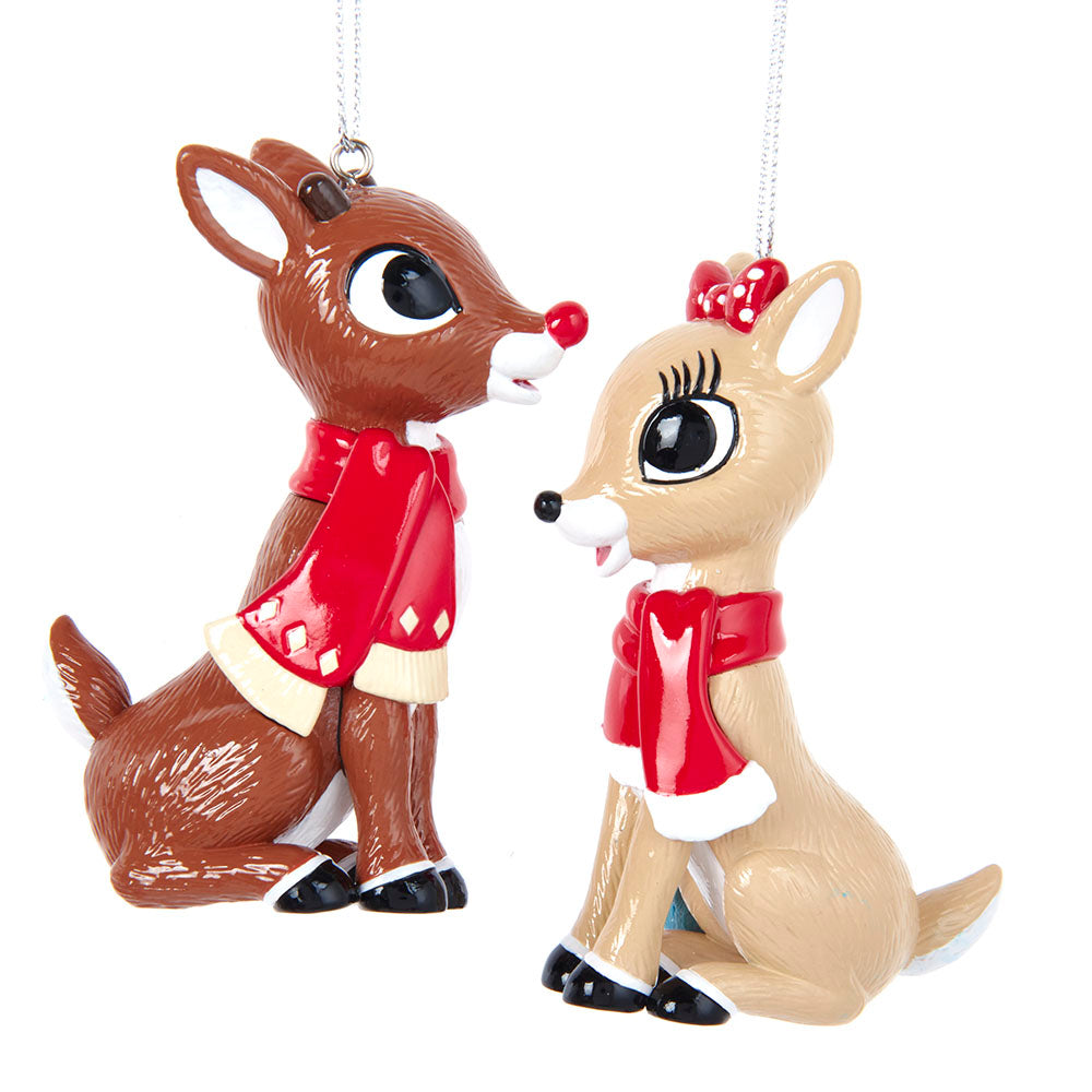 Rudolph the Red Nosed Reindeer & Clarice with Scarf Ornaments