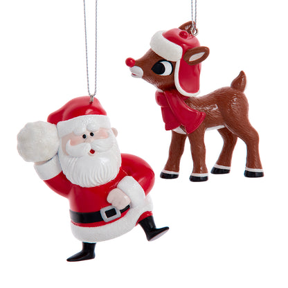 Rudolph the Red Nosed Reindeer & Santa Weighted Christmas Ornaments