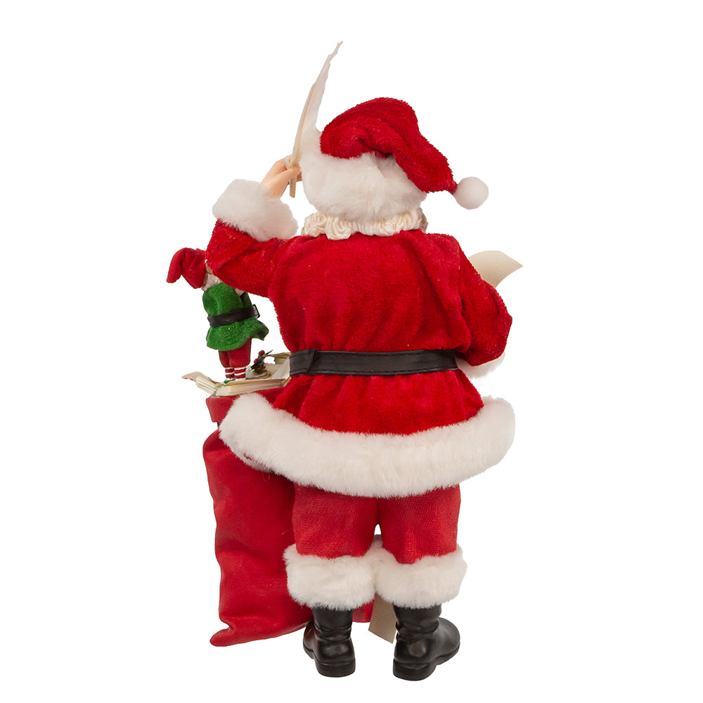 10.5" Fabriche Santa with Mail & Elf Figurine