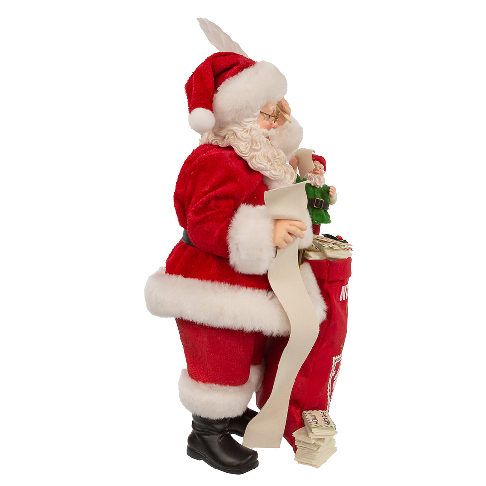 10.5" Fabriche Santa with Mail & Elf Figurine